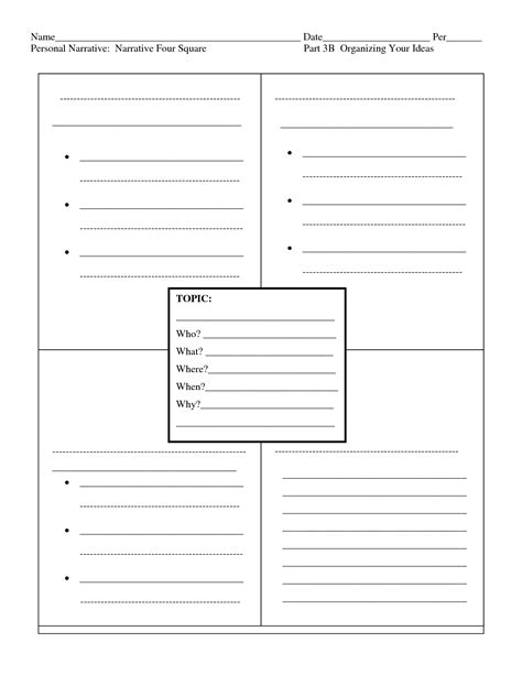 4 Square Writing Template